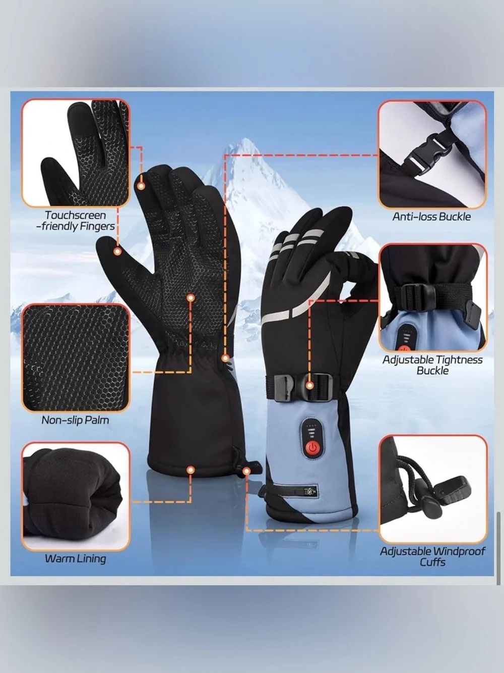 Heated Gloves, 3 Heating Levels Heated Work Gloves With Touchscreen L 1080/bb6-2
